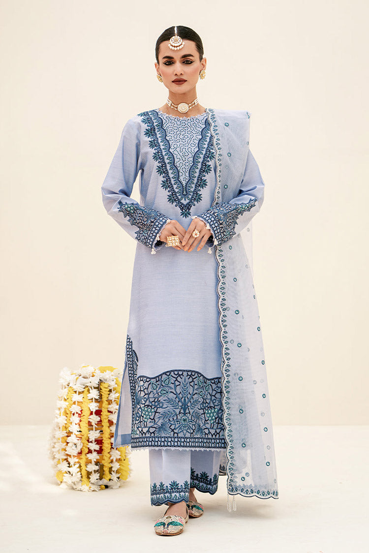 Picture of Fozia Khalid - Elayne Festive Collection - Heather Blue - Available at Raja Sahib