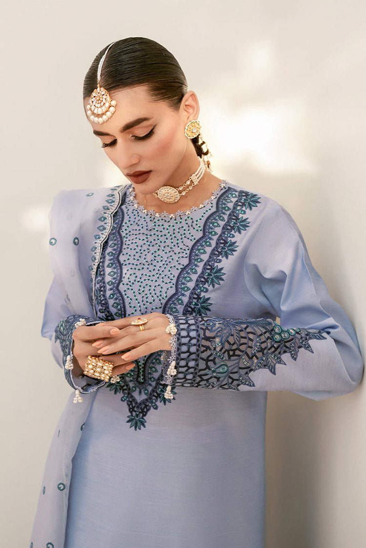 Picture of Fozia Khalid - Elayne Festive Collection - Heather Blue - Available at Raja Sahib