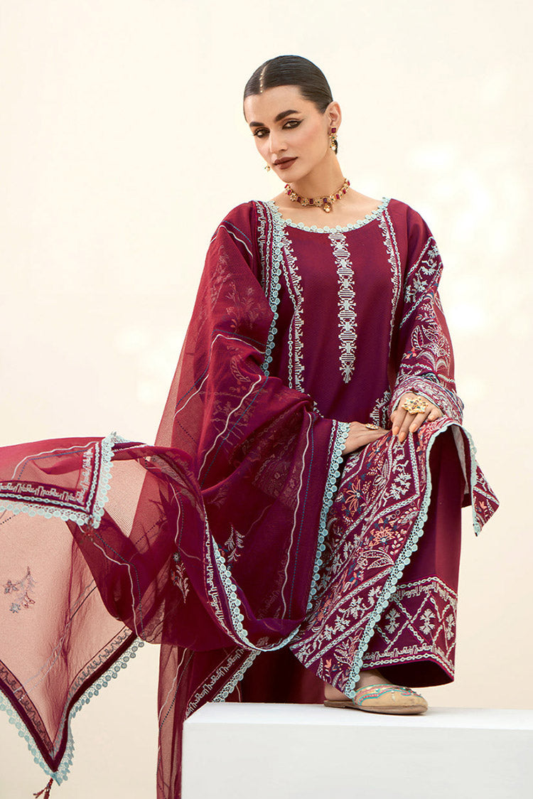 Picture of Fozia Khalid - Elayne Festive Collection - Mulberry - Available at Raja Sahib