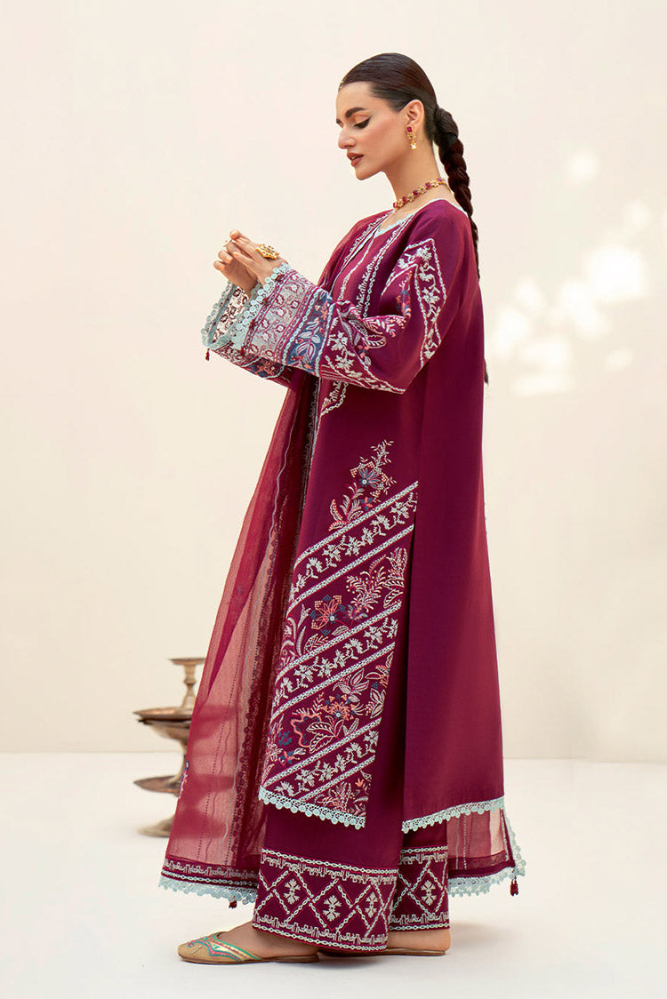 Picture of Fozia Khalid - Elayne Festive Collection - Mulberry - Available at Raja Sahib