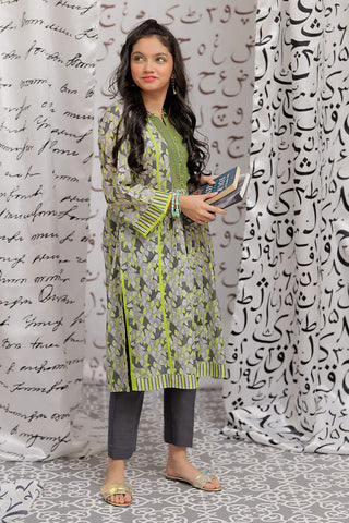 Senorita - GAA-02147 | GREY & GREEN | CASUAL KURTA | COTTON LAWN PRINT