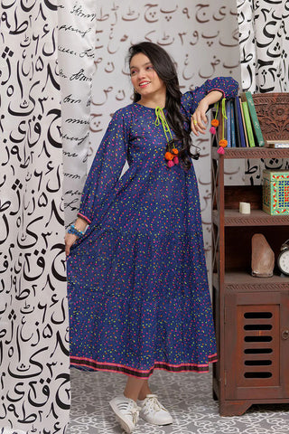 GAA-02148 | BLUE & MULTICOLOR | CASUAL KURTA | COTTON LAWN PRINT