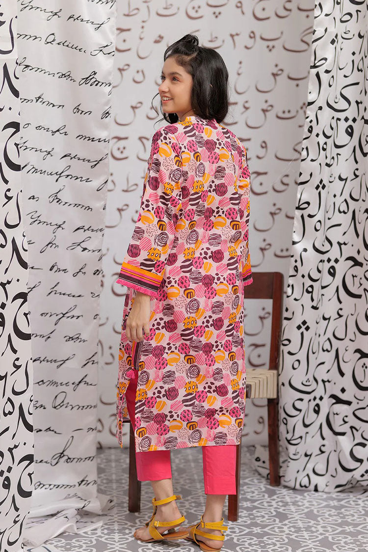 Picture of Senorita - GAA-02151 | LIGHT PINK & MULTICOLOR | CASUAL KURTA | COTTON LAWN PRINT - Available at Raja Sahib