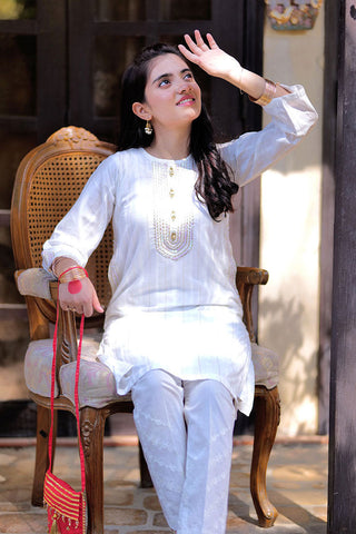 Senorita - GAA-02332 | White | Casual Kurta | Cotton Dobby