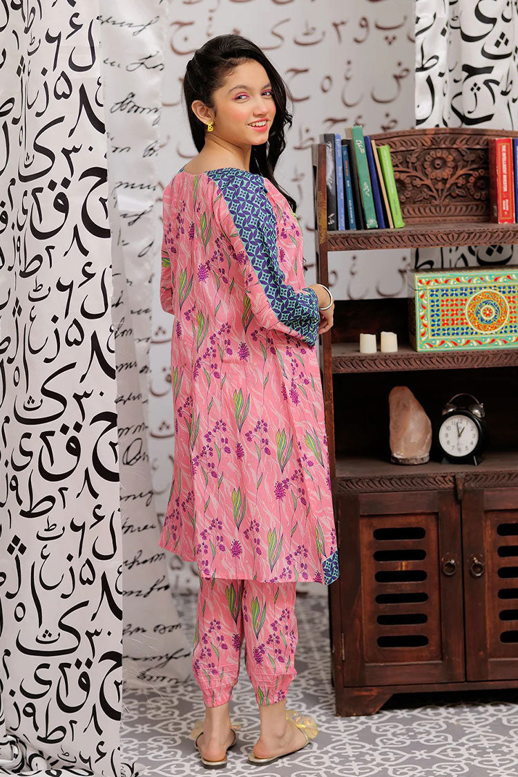 Picture of Senorita - GAC-02153 | PINK & MULTICOLOR | CASUAL 2 PIECE SUIT | COTTON LAWN PRINT - Available at Raja Sahib