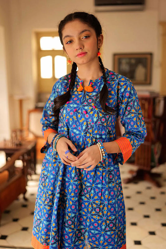 Picture of Senorita - GAC-02155 | BLUE & MULTICOLOR | CASUAL 2 PIECE SUIT | COTTON LAWN PRINT - Available at Raja Sahib