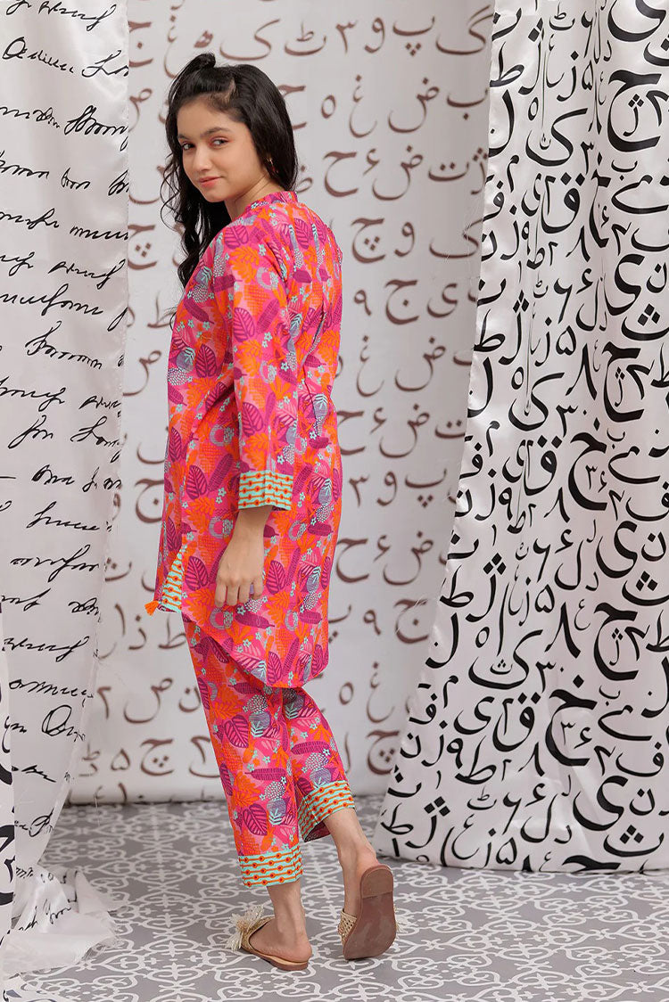 Picture of Senorita - GAC-02167 | SHOCKING PINK & MULTICOLOR | CASUAL 2 PIECE SUIT | COTTON CAMBRIC PRINT - Available at Raja Sahib