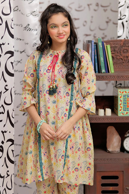 Picture of Senorita - GAC-02181 | FAWN & MULTICOLOR | CASUAL 2 PIECE SUIT | COTTON LAWN PRINT - Available at Raja Sahib