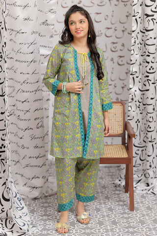 GAC-02182 | GREY & MULTICOLOR | CASUAL 2 PIECE SUIT | COTTON LAWN PRINT