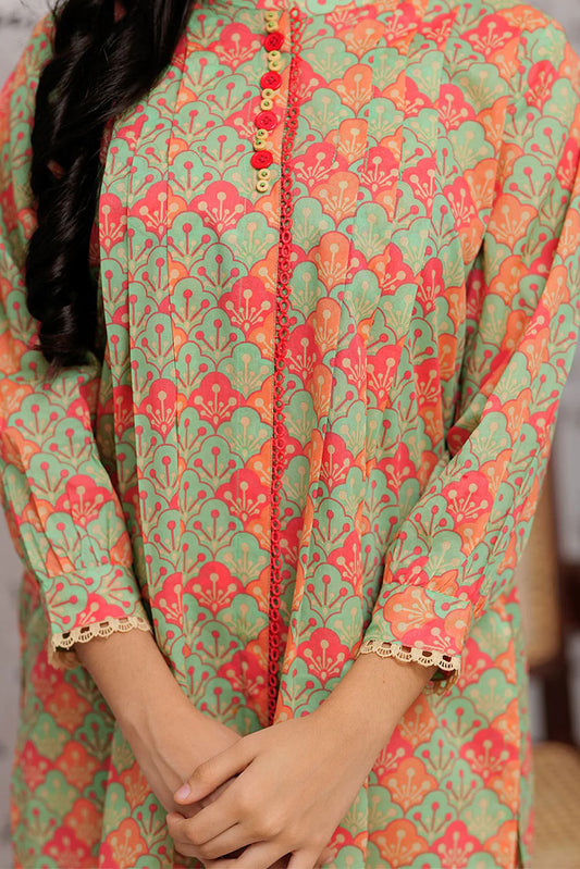 Picture of Senorita - GAC-02183 | GREEN & MULTICOLOR | CASUAL 2 PIECE SUIT | COTTON LAWN PRINT - Available at Raja Sahib