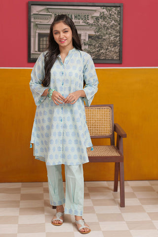 GAC-02224 | Frozi & Blue | Casual 2 Piece Suit  | Cotton Yarn dyed