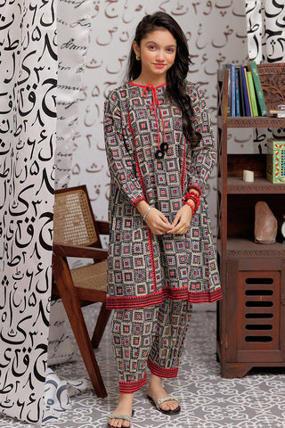 GAC-02249 | Grey & Multicolor | Casual 2 Piece Suit | Cotton Lawn print