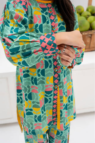 GAC-02381 | Sea Green & Multicolor | Casual 2 Piece Suit | Cotton Khaddar Printed