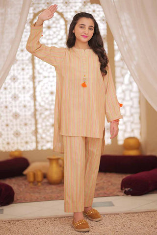 GAC-02500 | Fawn & Multicolor  | Casual 2 Piece Suit | Karanadi Neon Dobby