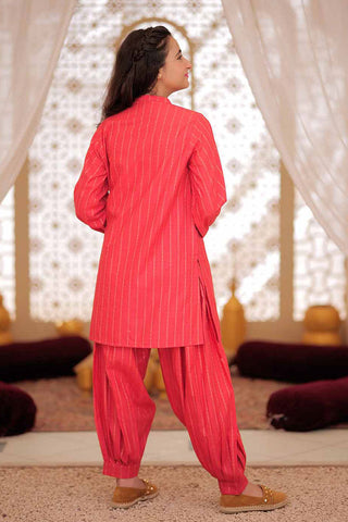 GAC-02509 | Dark Peach & Gold | Casual  2 Piece Suit |  Karandi Fabric