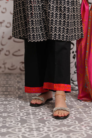 Senorita - GAD-02267 | Black & White | Casual 3 Piece Suit  | Cotton Lawn Print