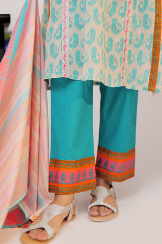 GAD-02274 | Beige & Multicolor | Casual 3 Piece Suit | Cotton Lawn Print