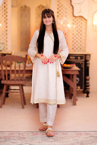 GAD-02349 | White | Casual 3 Piece Suit  | Cotton Dobby