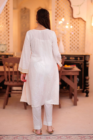 Senorita - GAD-02349 | White | Casual 3 Piece Suit  | Cotton Dobby