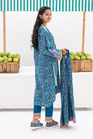 Picture of Senorita - GAD-02368 | Blue & Multicolor | Casual 3 Piece Suit | Cotton Khaddar Printed - Available at Raja Sahib