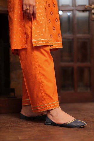 Senorita - GBD-02264 | Orange & Golden | Casual 3 Piece Suit  | Cotton Jacquard Meena