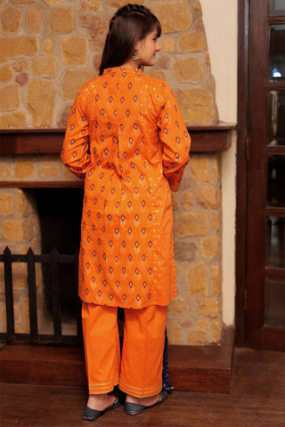 Senorita - GBD-02264 | Orange & Golden | Casual 3 Piece Suit  | Cotton Jacquard Meena