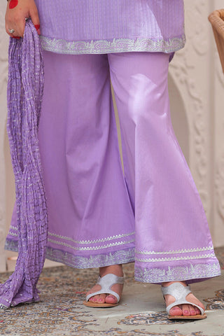 Senorita - GBD-02344 | Purple & Silver | Casual 3 Piece Suit  | Cotton Dobby Fancy Yarn