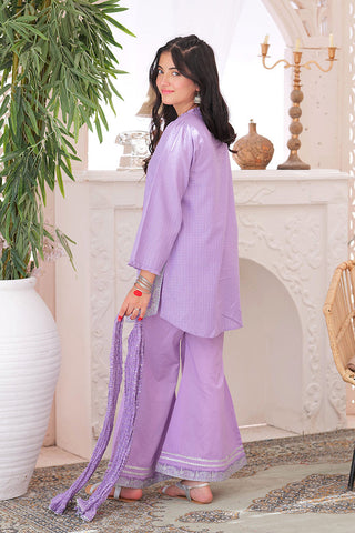 GBD-02344 | Purple & Silver | Casual 3 Piece Suit  | Cotton Dobby Fancy Yarn