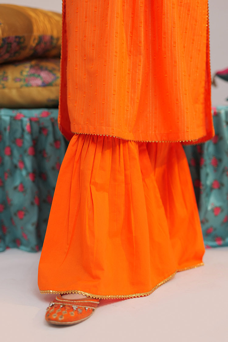 Picture of Senorita - GBD-02589 | Orange & Gold | Casual Plus 3 Piece Suit  | Cotton Jacqurd Dobby - Available at Raja Sahib