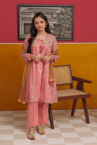 Senorita - GDD-02453 | Tea Pink & Gold | Formal 3 Piece Suit | Banarsi Masuri