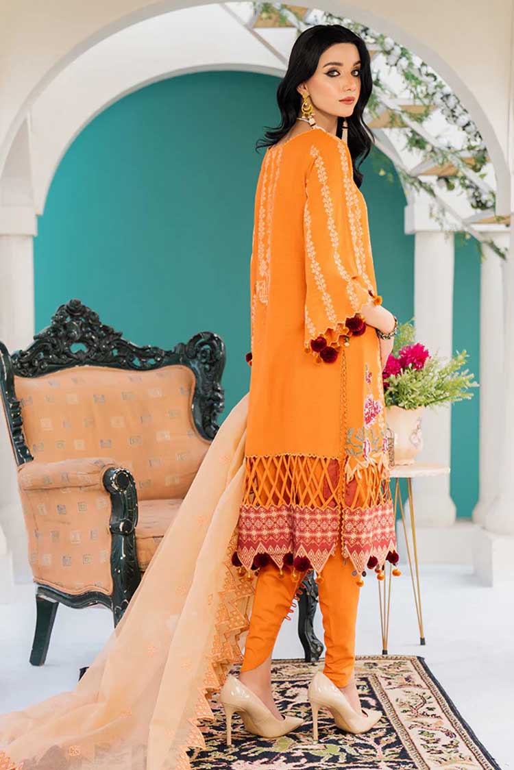 Picture of Hemstitch - Marigold Arzu Luxury Lawn Collection - Available at Raja Sahib