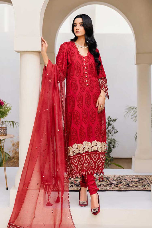 Picture of Hemstitch - Rose Arzu Luxury Lawn Collection - Available at Raja Sahib