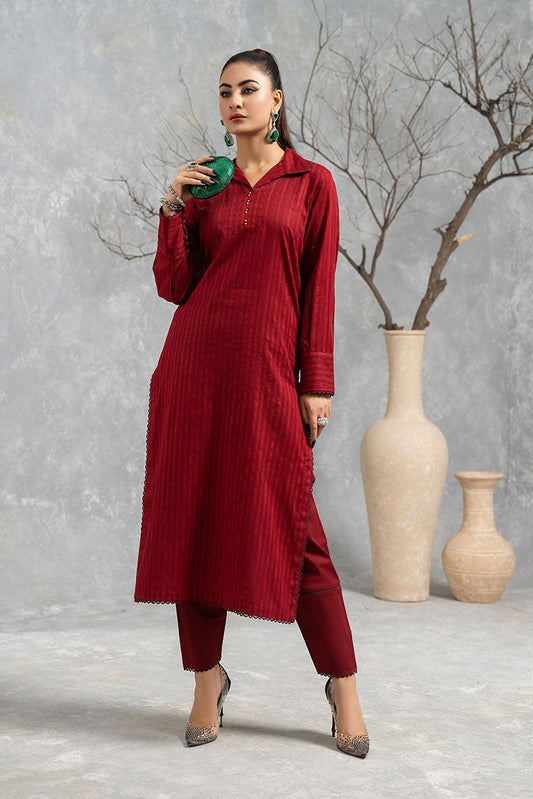 Picture of Hemstitch - Basic Pret Collection - Basic Maroon - Available at Raja Sahib