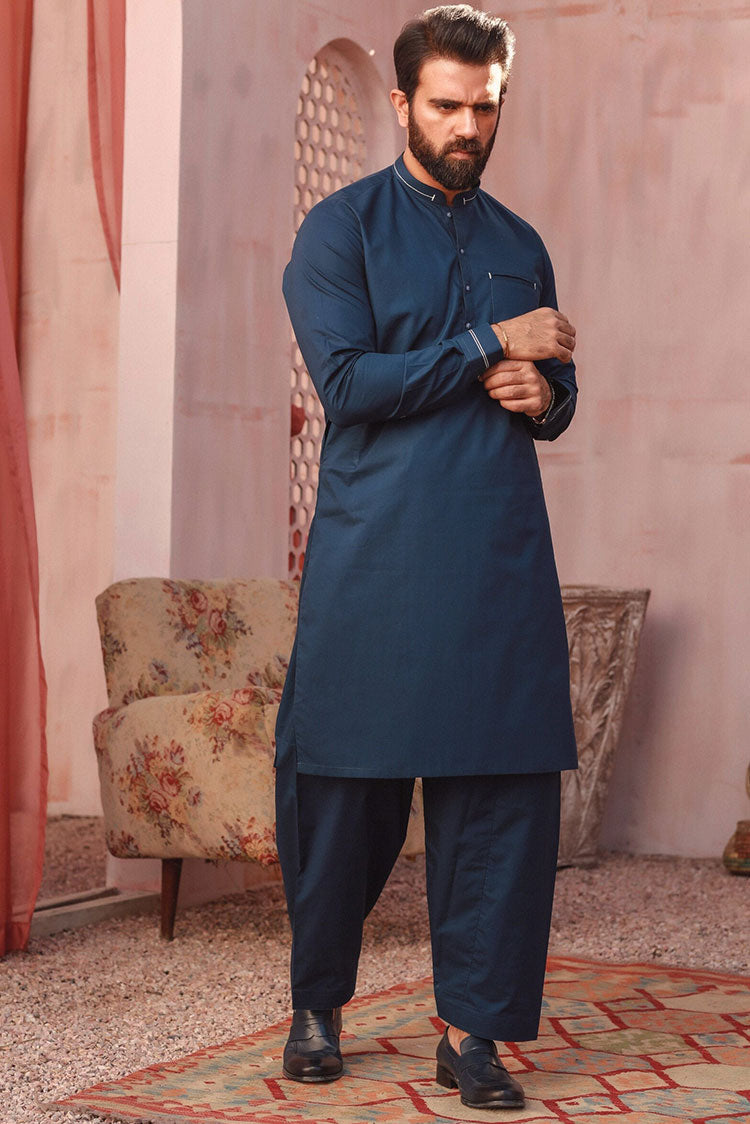 Picture of Istor - 2Pc | Stitched | Silver | Navy | IST-05 - Available at Raja Sahib