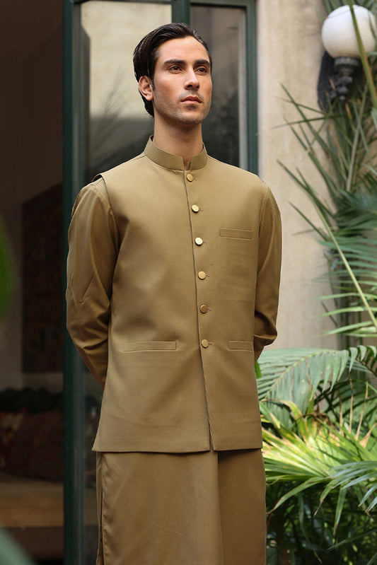 Picture of Istor - Waistcoat | Supreme | Camel | IST-146 - Available at Raja Sahib