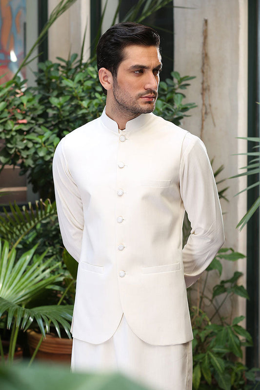 Picture of Istor - Waistcoat | Marvelous | Butter Cream | IST-148 - Available at Raja Sahib