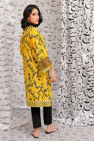 Senorita - LAA-02163 | Yellow& Black | Casual Kurta  | Cotton Lawn Print