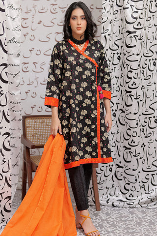 LAB-02161 | Black & Multicolor | Casual 2 Piece Suit  | Cotton Lawn Print