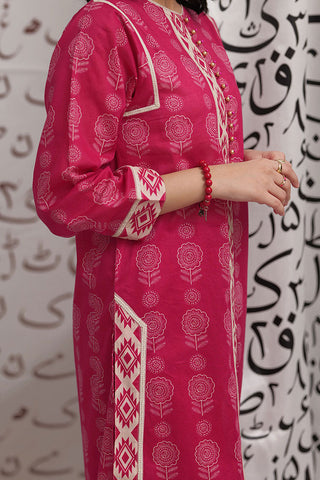 Senorita - LAC-02250 | Shocking Pink | Casual 2 Piece Suit  | Cotton Lawn Print