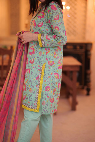 Senorita - LAD-02318 | Sea Green & Muliticolor | Casual 3 Piece Suit  | Cotton Lawn Print