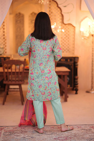 Senorita - LAD-02318 | Sea Green & Muliticolor | Casual 3 Piece Suit  | Cotton Lawn Print