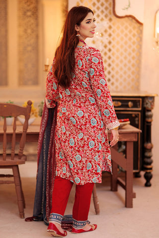 Senorita - LAD-02334 | Maroon & Multicolor | Casual 3 Piece Suit  | Cotton Lawn Print