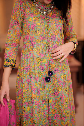 Senorita - LAD-02336 | Green & Multicolor | Casual 3 Piece Suit  | Cotton Lawn Printed