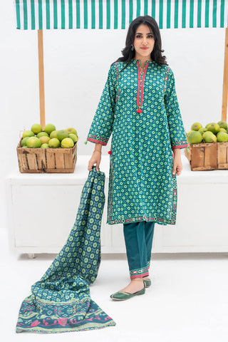 Picture of Senorita - LAD-02388 | Green & Multicolor | Casual 3 Piece Suit | Cotton Khaddar Printed - Available at Raja Sahib