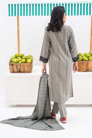 Senorita - LAD-02449 | Grey & Black | Casual 3 Piece Suit | Karandi Fabric