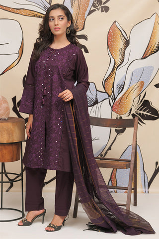 LBD-01806 | Purple | Casual Plus 3 Piece Suit | Cotton Plain Cambric