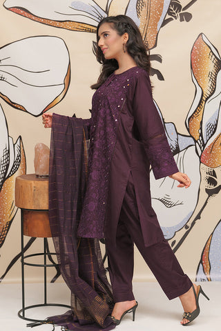 Senorita - LBD-01806 | Purple | Casual Plus 3 Piece Suit | Cotton Plain Cambric