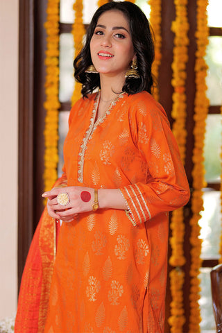 Senorita - LBD-02260 | Orange & Golden | Casual 3 Piece Suit  | Cotton Jacquard