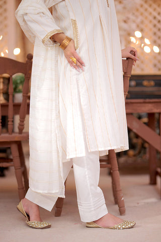 Senorita - LAD-02351 | White | Casual 3 Piece Suit  | Cotton Dobby