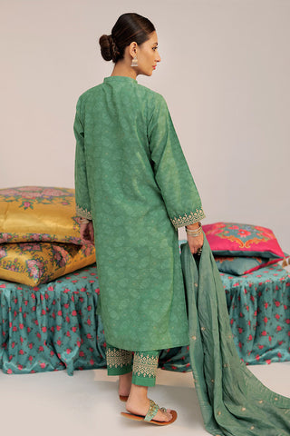 Picture of Senorita - LBD-02565 | Green & Gold | Casual plus 3 Piece Suit  | Cotton Yarn dyed Jacquard - Available at Raja Sahib